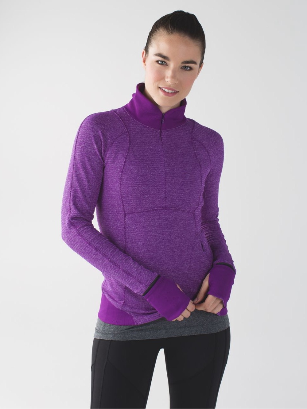 Lululemon Runderful 1/2 Zip Mini Check Pique Tender Violet Heathered Tender Viol